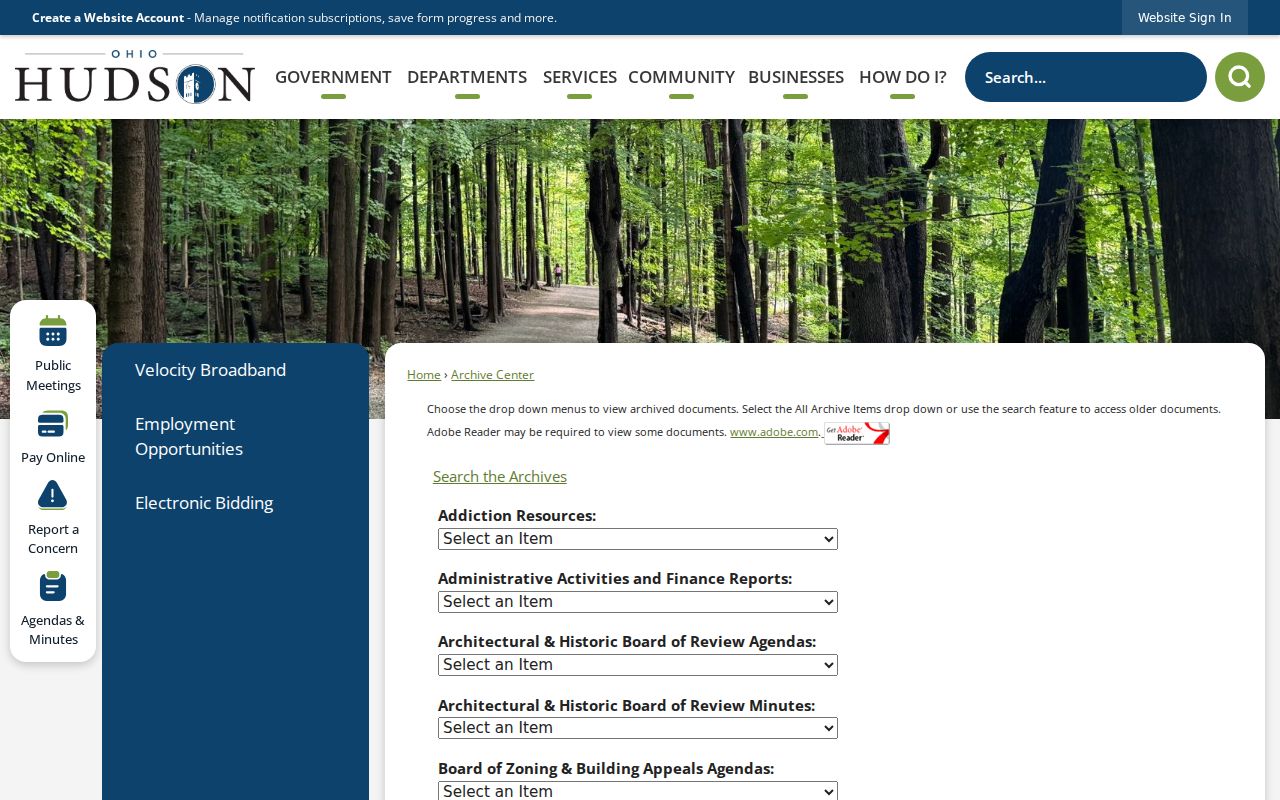 Hudson residents directory City Archive search interface