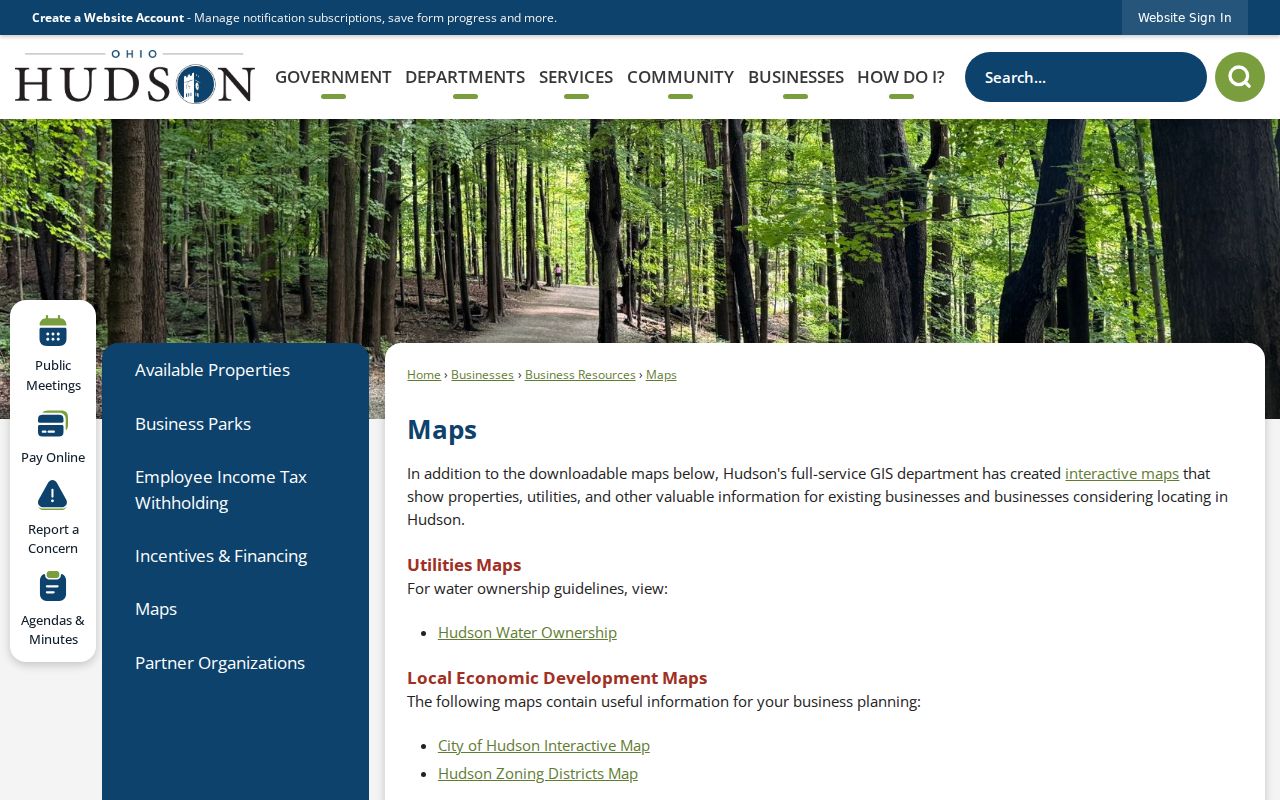 Hudson residents directory city maps and local geography resources